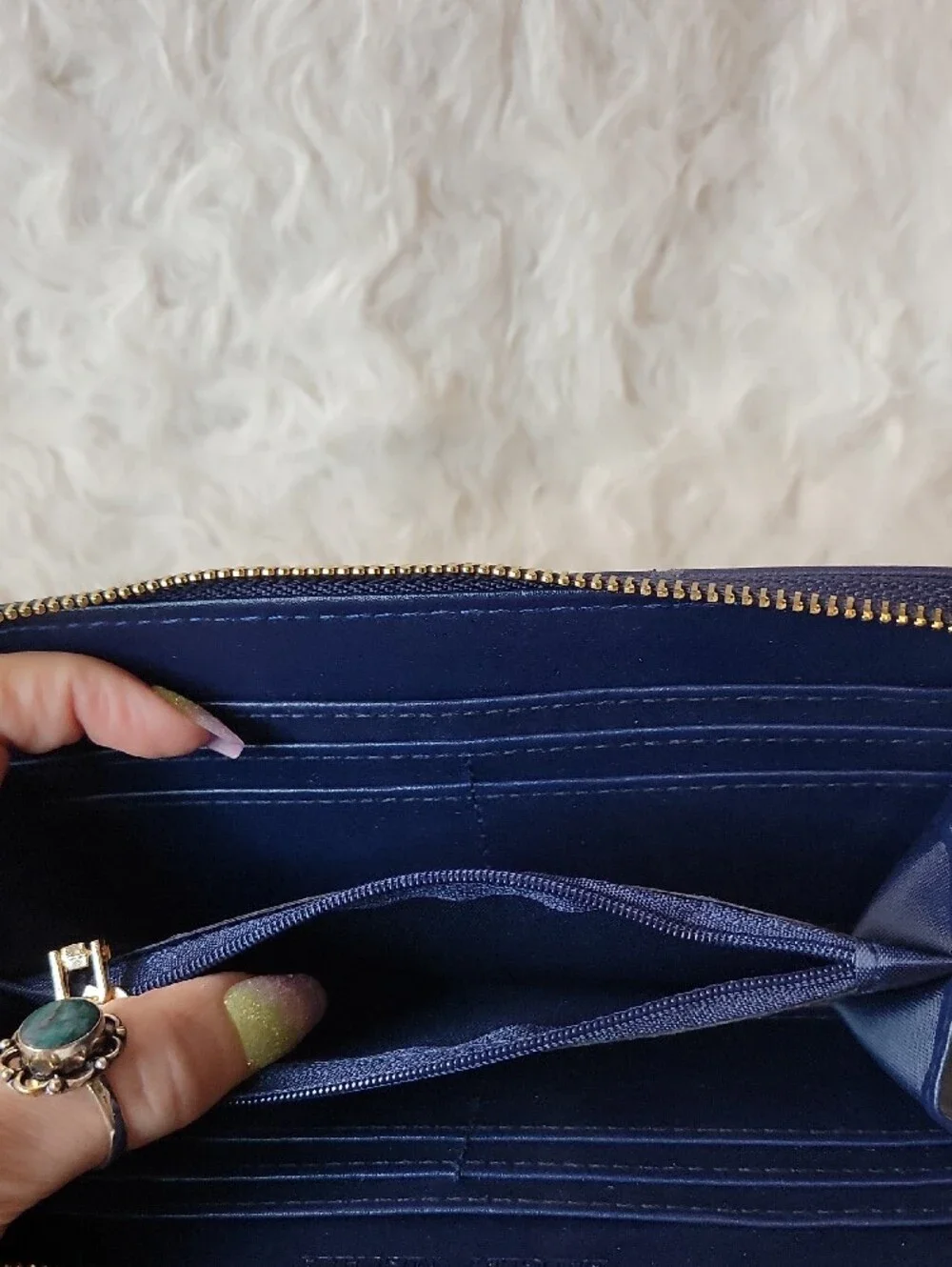 NWT Badgley Mischka Navy Studded Wristlet With Separate Phone Compartment